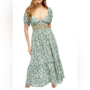 Free People Blue Floral Midi Dress
